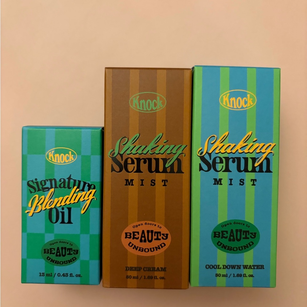 Knock Signature Blending Oil and Shaking Serum Mist Set - Green and Brown
